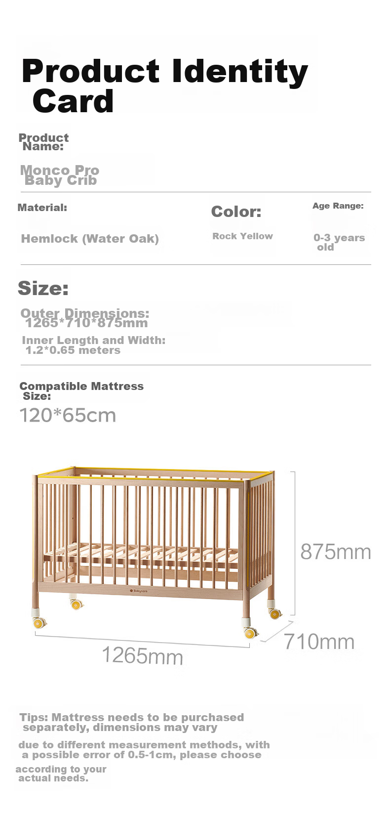 Babycare Foldable Baby Crib for Ages 0-3, Portable Multifunctional Infant Bed, Laisweisi 15