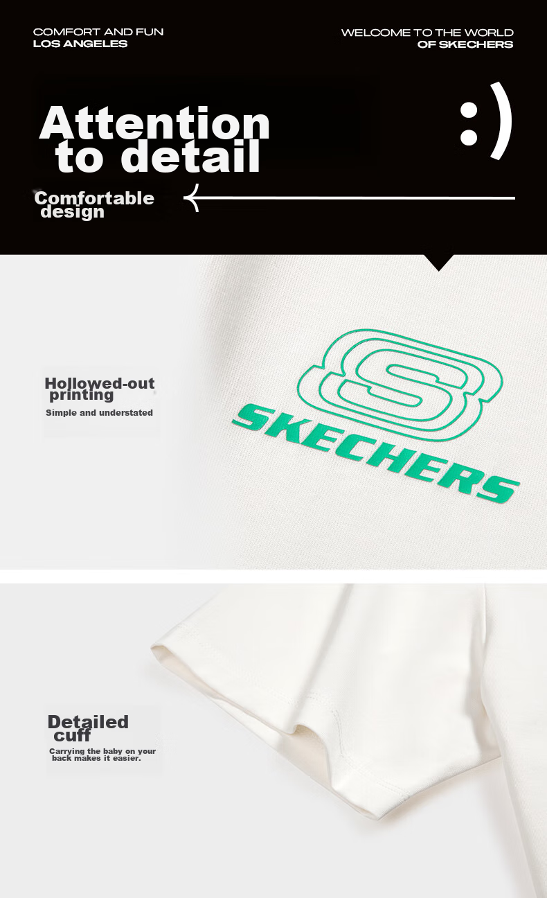 Skechers Summer Unisex Couple Matching Colorful Series Breathable Moisture-Wicking Quick-Drying Cool Short Sleeve T-Shirt L223U165 9