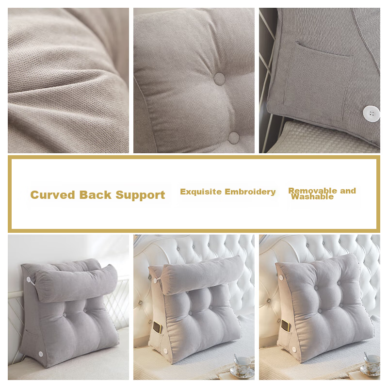 Hengyuanxiang Bed Head Triangle Cushion, Enlarged Car Backrest, Removable And Washable, Sofa Lumbar Support, Office Back Protection Pad, 55*25*50