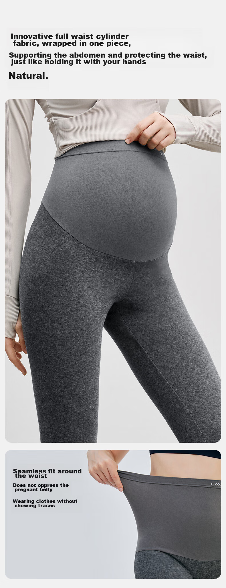 EMXEE Maternity Thick Leggings, Autumn New Style, Pregnancy Yoga Pants, Maternity Pants, Belly Support Pants, Butt-Lifting Pants, Maternity Wear, Dark Gray 13