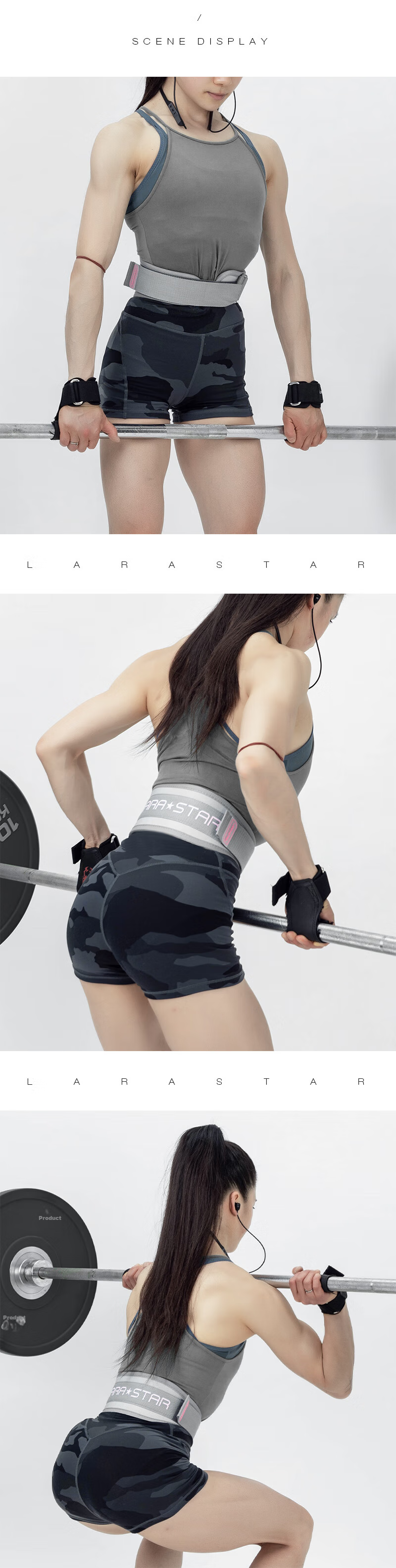 LARASTAR Gravity Fitness Waist Belt for Women, Deadlift Squat Back Support Belt, Strength Training Equipment Exercise, Gray Slim Version L 10