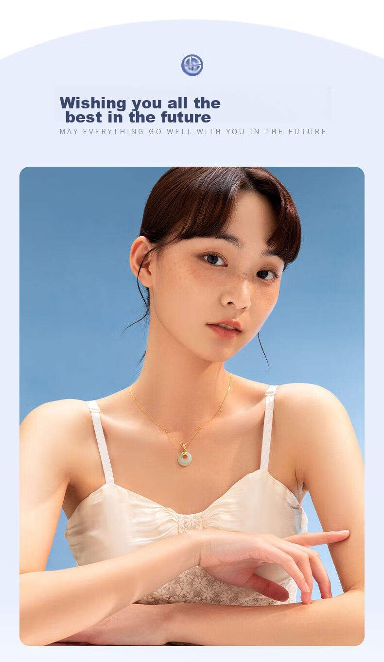 Dijing Peace Buckle Sterling Silver Necklace for Women with Hetian Jade Pendant, Elegant High-End Jade Pendant, Thoughtful Practical Birthday Gift for Wife 3