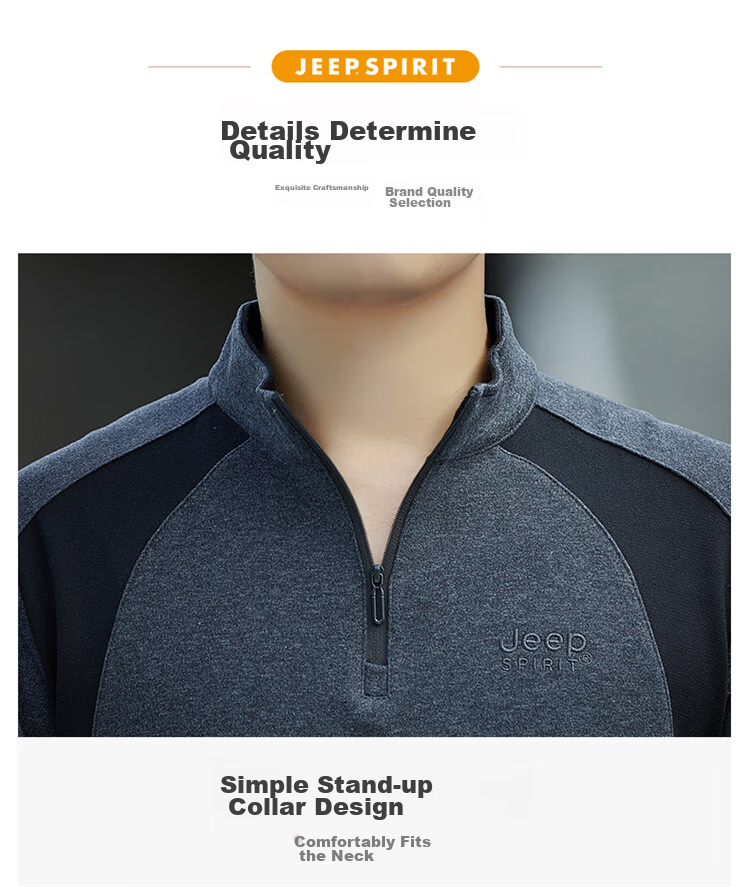 JEEP SPIRIT Men's Sweatshirt, Autumn And Winter Long-Sleeve T-Shirt, Casual Loose-Fitting Top, Trendy Base Layer 7