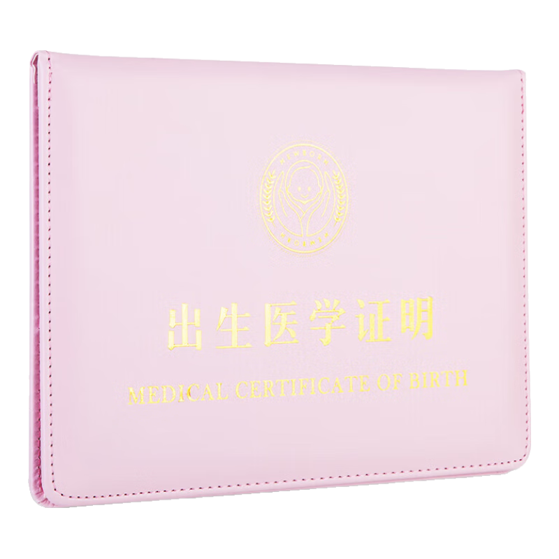 Deli Medical Birth Certificate Protector, Universal Cartoon Design for Baby Birth Certificates, Leather Case for Documents And Information Storage, Light Pink, 24817