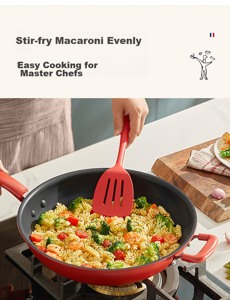 Tefal Non-Stick Wok, Flat Bottom Frying Pan, 28cm, Suitable for Induction Cookers, with Titanium 14