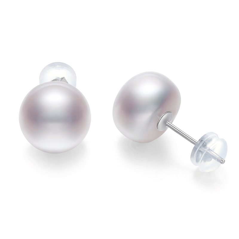 Daimi S925 Silver Coreless Mantou Round 5-6mm Freshwater Pearl Stud Earrings Birthday Gift for Girlfriend Wife