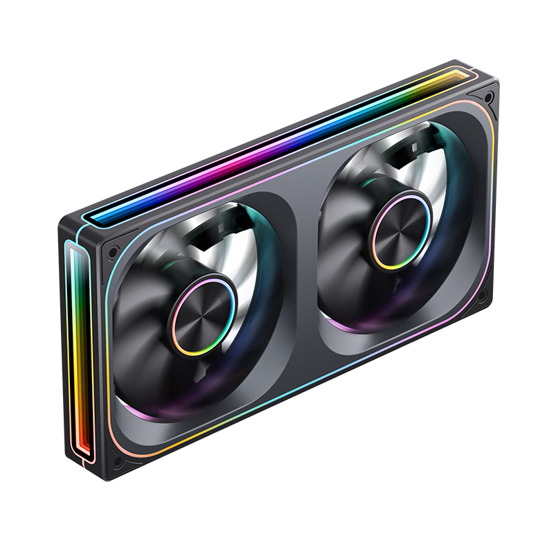 JONSBO ZA-240BR ARGB Version Black Anti-Leaf 12CM*2 Case Fans (Four-Way Integrated Layered Mirror Effect/2 Integrated/Aluminum Logo/PWM Male And Female Connectors)