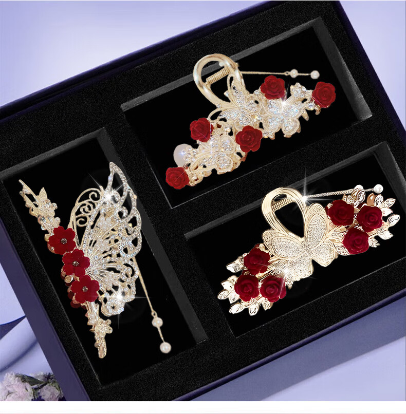 Gunai Elegant Butterfly Hair Clip, Claw Clip, Hair Accessory, Updo Shark Clip, Goddess Festival And New Year Gift for Girlfriend 7