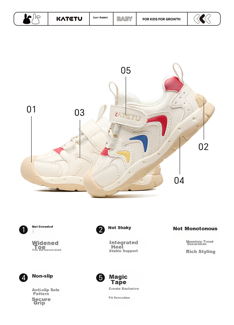 Katetu Baby Walking Shoes, Infant Spring New Children's Shoes, Kindergarten Kids' White Sneakers, Functional Steady Shoes for Ages 1-3, X4CE024 16
