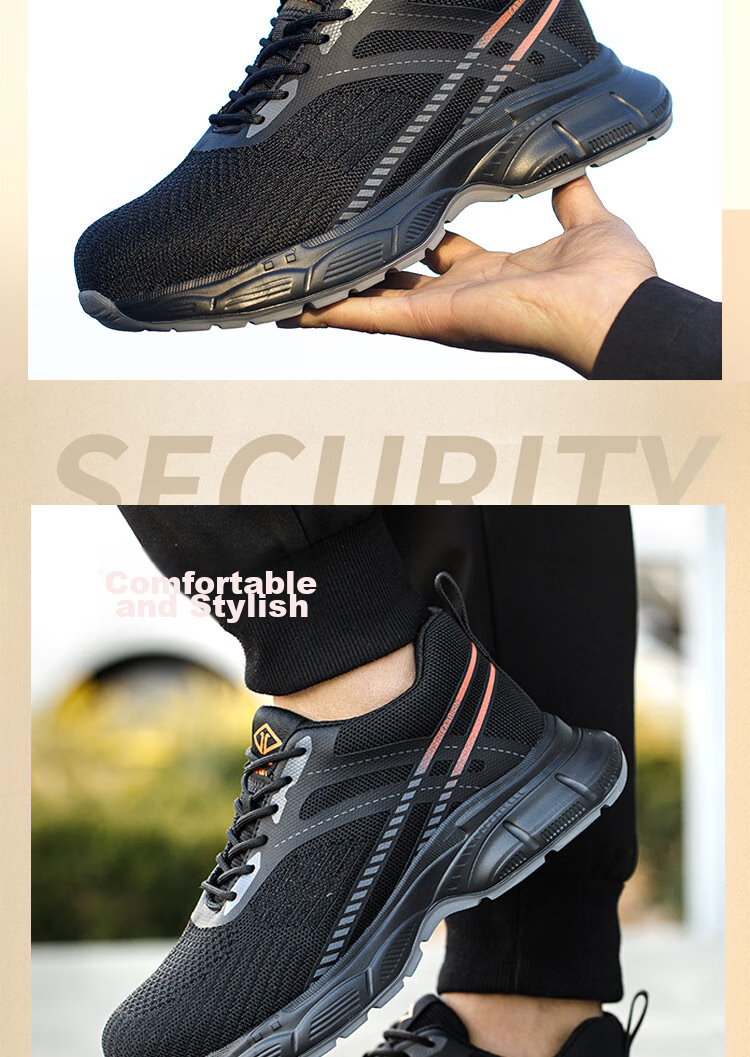 Dinggu Safety Shoes for Men, Lightweight Steel Toe Cap, Anti-Smashing, Puncture-Resistant, Wear-Resistant, All-Season Safety Work Site Shoes 922B41 11