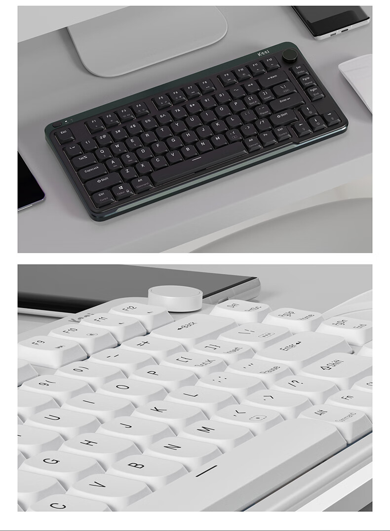 KZZI i98 Low-Profile Three-Mode Mechanical Keyboard 100 Keys Office Lightweight Portable Hot-Swappable Apple iPad Keyboard Long Battery Life Meteor Gray RGB Blueberry Silent Switch MINI 12
