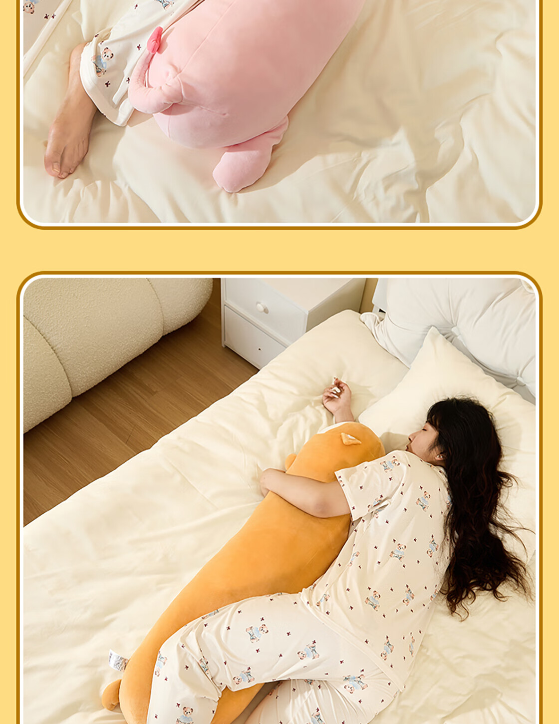 MINISO Gift Bear Series - Lying Pose Hug Pillow Bed Backrest Side Sleep Leg Hugging Doll Pillow Cushion Sofa Lumbar Pillow 8