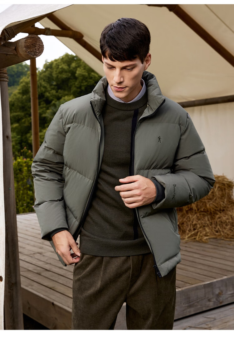 DANCING WOLVES [90% Goose Down] Autumn And Winter Heat-Locking Warm Stand-Collar Workwear Jacket Men's down Coat, 001 Black, Size 165 10