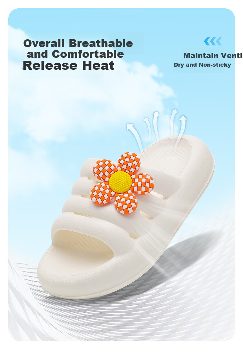 JD Original Sunflower EVA Children's Slippers Summer Boys Girls Cartoon Bath Infant Sandals Black 30-31 5