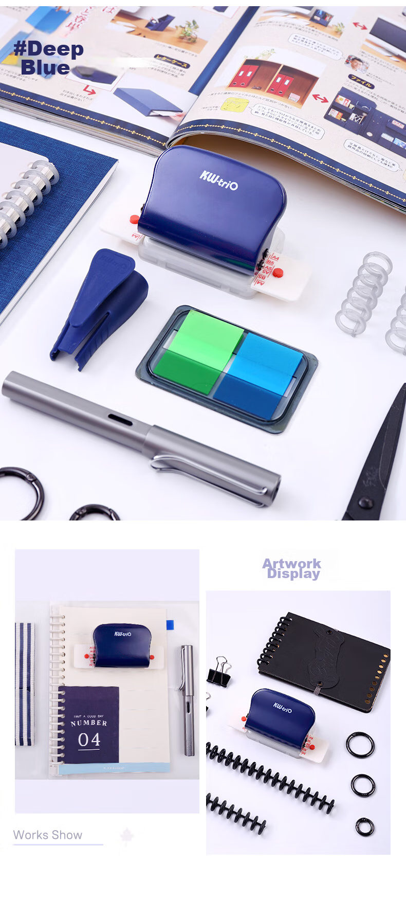 KW-Trio [Popular Product] A520/B526/A430 Multi-Hole Punch, Learning Tool for Binding Loose-Leaf Papers, 6-Hole Punch, Hole Maker 4