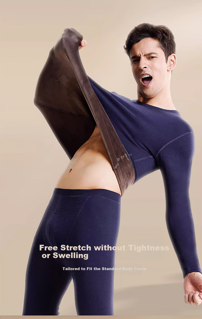 LangSha Thermal Underwear for Men, New Autumn And Winter 2026 Collection, Warm Fleece-Lined Thickened 7A Antibacterial German Fleece Heating Autumn Top And Pants for Me 11