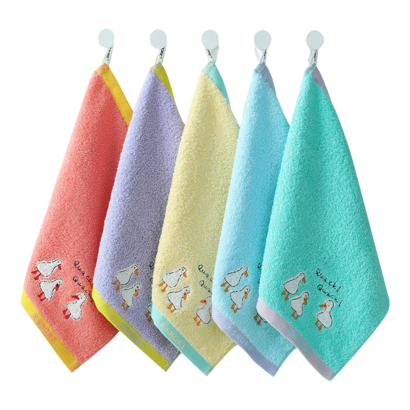 KING SHORE Class A Children's Towel, 100% Pure Cotton Small Towel, Baby Towel, Square Towel, Face Washing And Hand Wiping Towel, Face Towel, Pack of 5