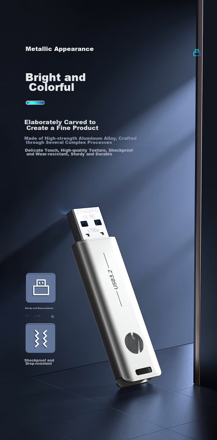 HP 32GB USB3.2 Flash Drive X796W, High-Speed Read And Write, Multifunctional for Study And Office, Computer And Car Metal USB Drive 9