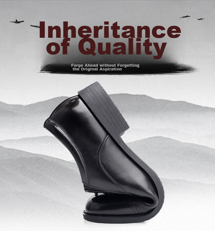 Qiangren Formal Shoes for Men, Jihua 3515 Three-Joint Business Leather Shoes, Professional Commute Leather Shoes, Slip-On Commemorative Edition, Black, Size 42 3