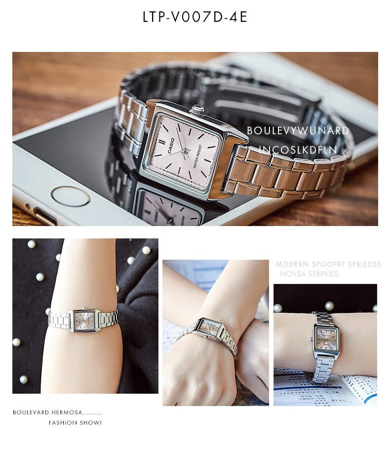CASIO Women's Small Square Vintage Quartz Watch for Students LTP-V007L-7B1 23
