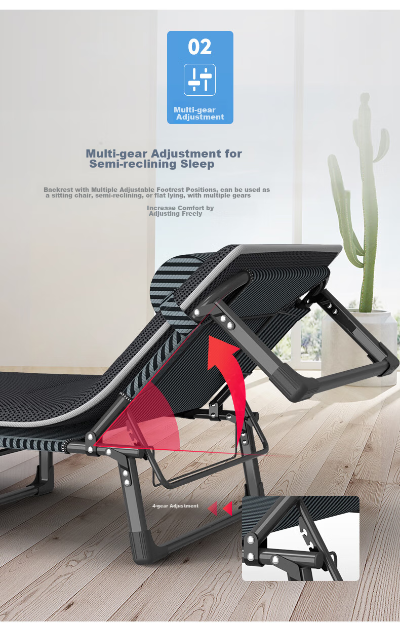 Nanjiren Folding Bed, Single Bed, Office Lounge Chair, Foldable Nap Bed, Accompanying Care Bed, Simple Camping Bed with Breathable Cotton Pad 4