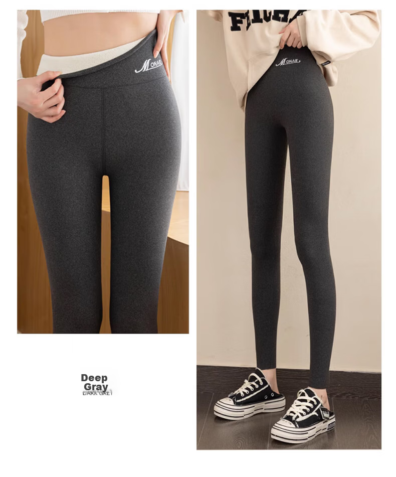 Langsha Women's Autumn Winter Fleece-Lined Thermal Leggings High Waist Slim Thickened Cotton Pants 14