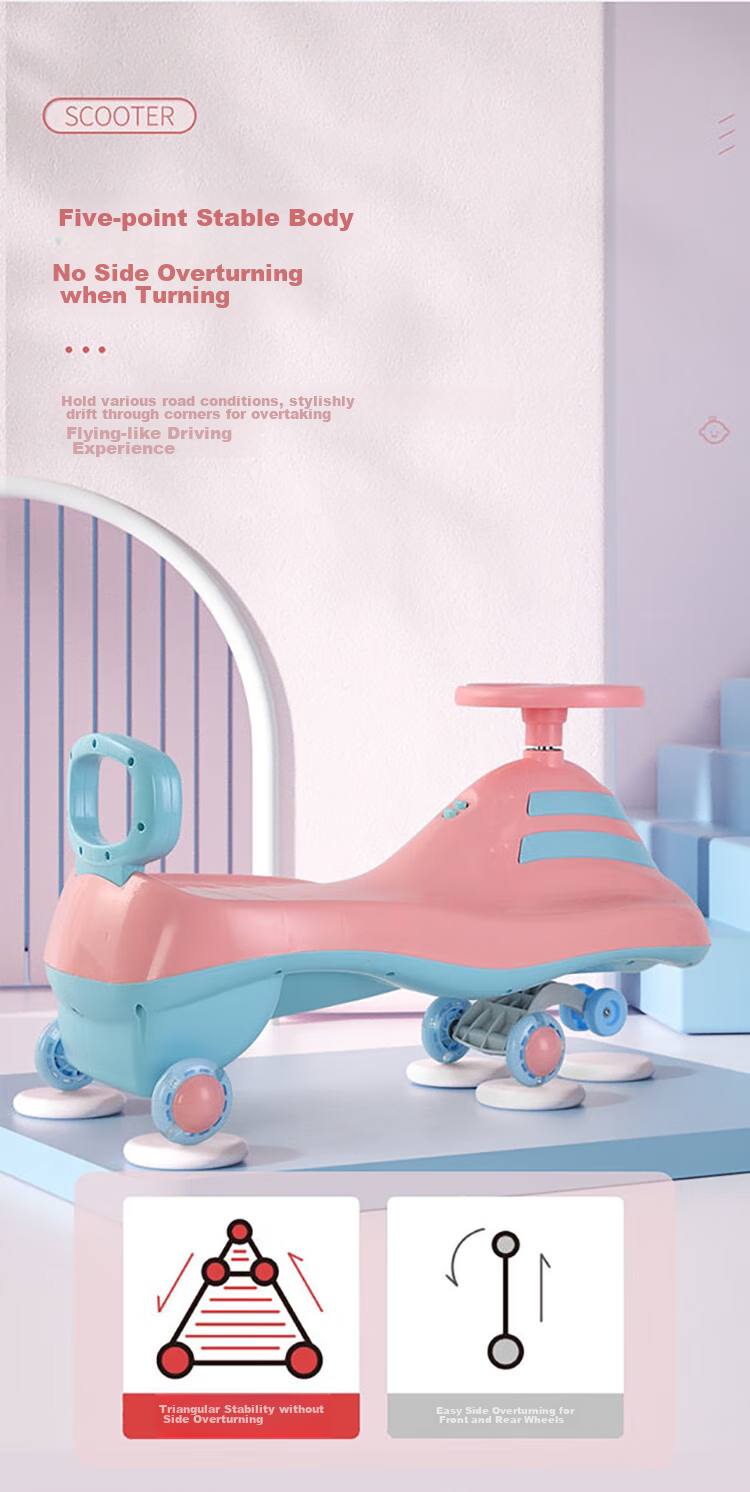 Strolex Children's Twist Car, for Ages 1-5 Swinging Car, Glider for Boys And Girls, Toddler Ride-On Toy, Geli La 3