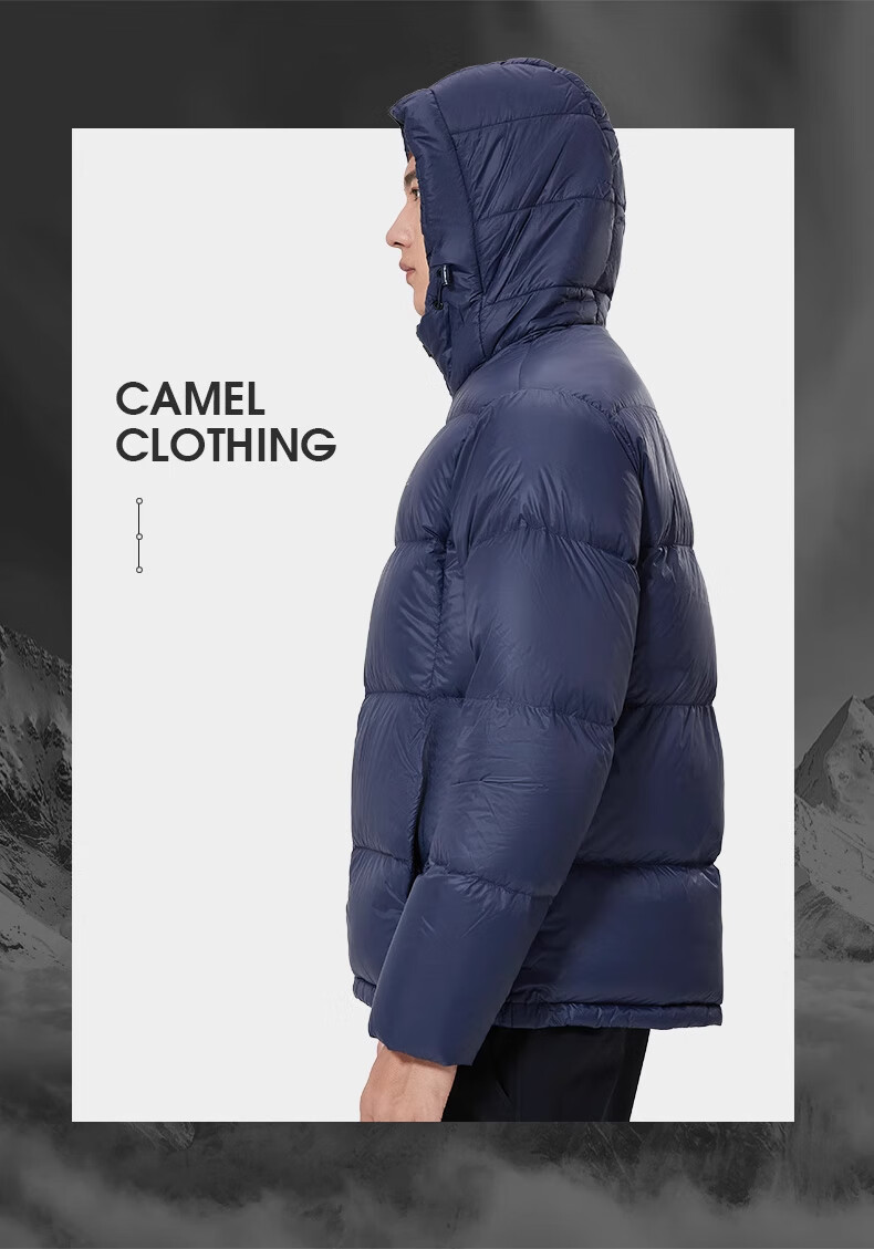 CAMEL Outdoor down Jacket, 600 Fill Power, New Short Style for Men And Women, Thick Puffer Coat 28