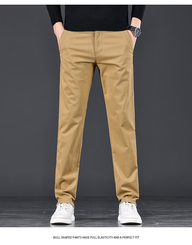JEEP High-End Men's Casual Pants, New Spring 2026 Style, Loose Straight-Leg, Light Business Pure Cotton Trousers for Me 19