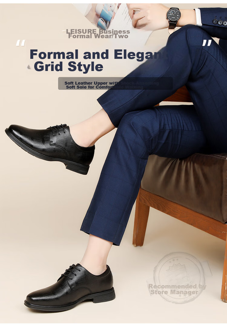 EGCHI Men's Leather Shoes, Business Formal Shoes, British Fashion Lace-Up Soft Leather Breathable Round Toe Shoes J3669 Black Size 38 2