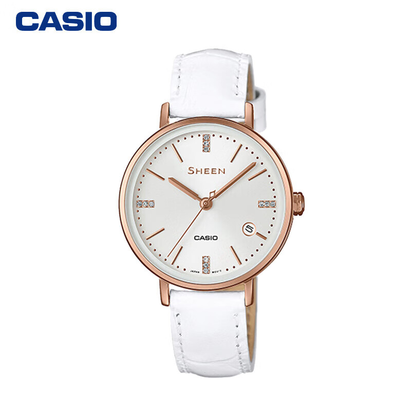 卡西欧（CASIO）手表女SHEEN商务皮带石英日韩表520送女友礼物SHE-4048PGL-7A
