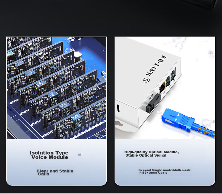 EB-LINK Telephone Optical Terminal, 1-Line Telephone + 1-Line Network PCM Voice Optical Terminal, Audio Intercom Transceiver, Telephone Fiber Optic Converter, Large Square Port SC Interface 4
