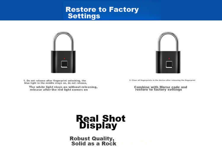GSON GSON Smart Fingerprint Padlock for Warehouse, Dormitory, Courtyard Gate, Security Anti-Theft Anti-Freezing Electronic Lock 11