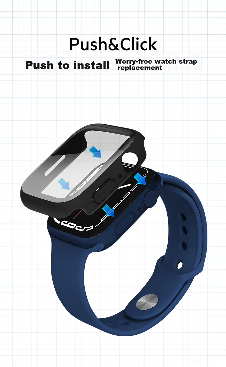 BELKIN Full Coverage Transparent Protective Case for Apple Watch, Full Screen Tempered Glass Film with Shockproof Design, Two-In Case for Apple Watch S9/S8/S7 to S4, Compatible with 41mm Model 9
