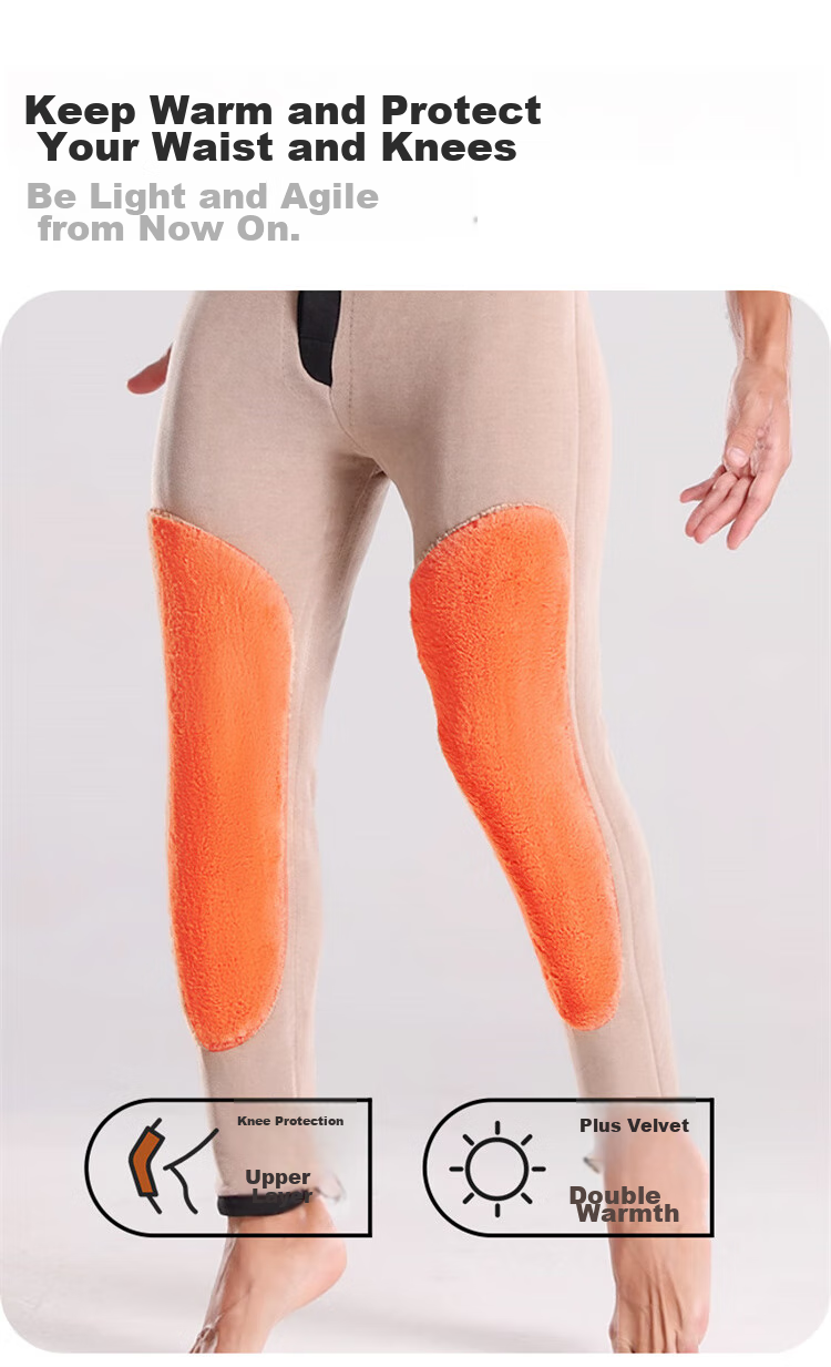 LangSha Cashmere Thermal Pants for Men, Fleece-Lined Thick Cotton Pants, Knee Protection Patches for Middle-Aged And Elderly, Outdoor Wear, Extra Thick for Northeast China 6