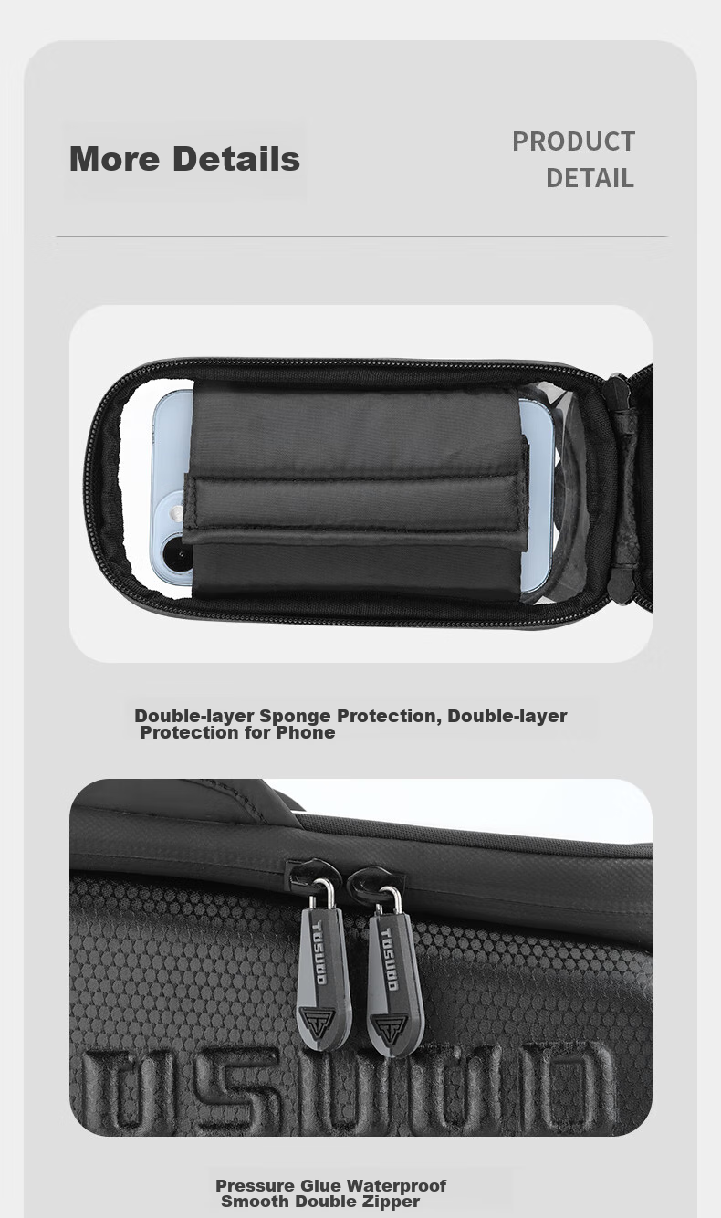 TOSUOD Bicycle Front Frame Bag Phone Tool Storage Bag Mountain Road Bike Top Tube Bag Cycling Gear 2.0L 13
