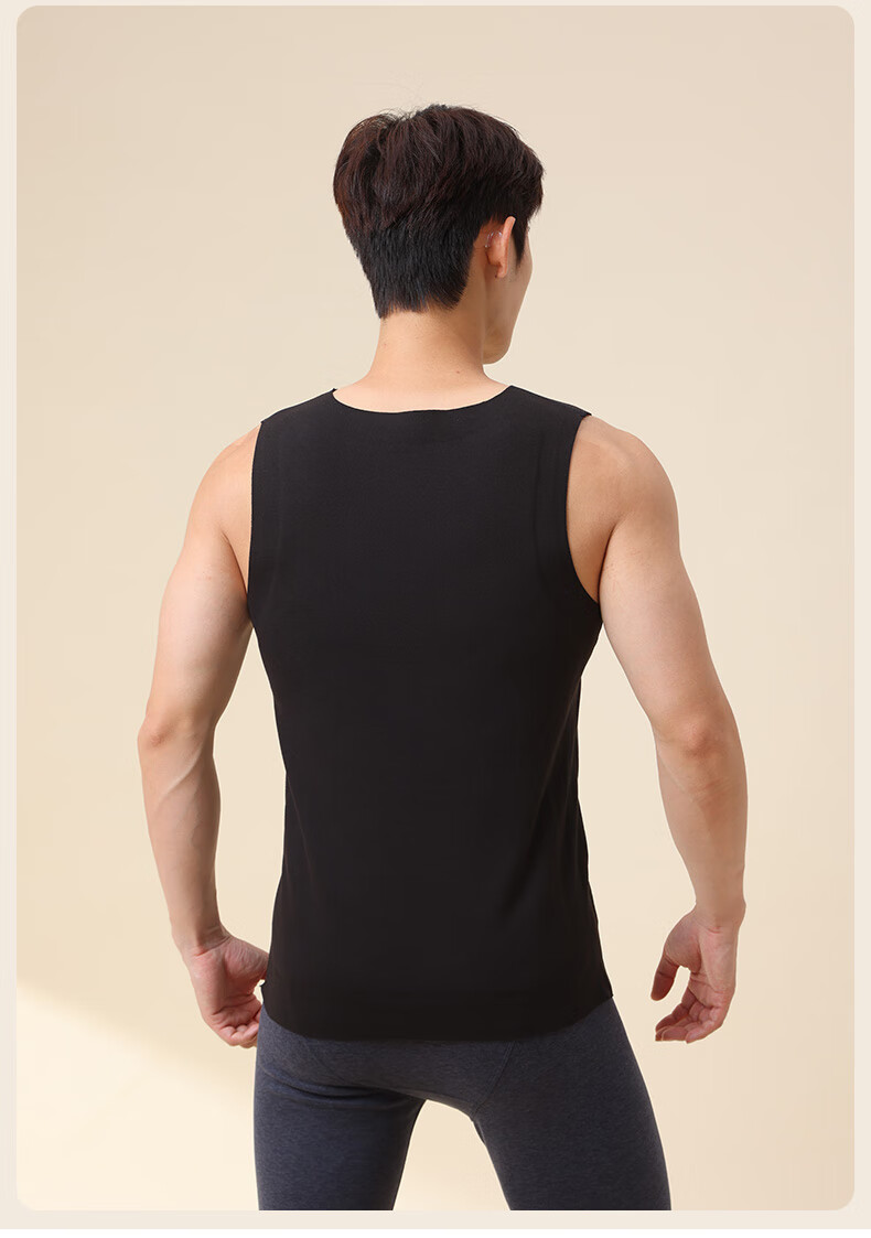 LangSha Thermal Vest for Men [26 Autumn And Winter New Product], Fleece-Lined, Thickened, Heat-Generating, 100% Wool, Large Patch, Base Layer 22