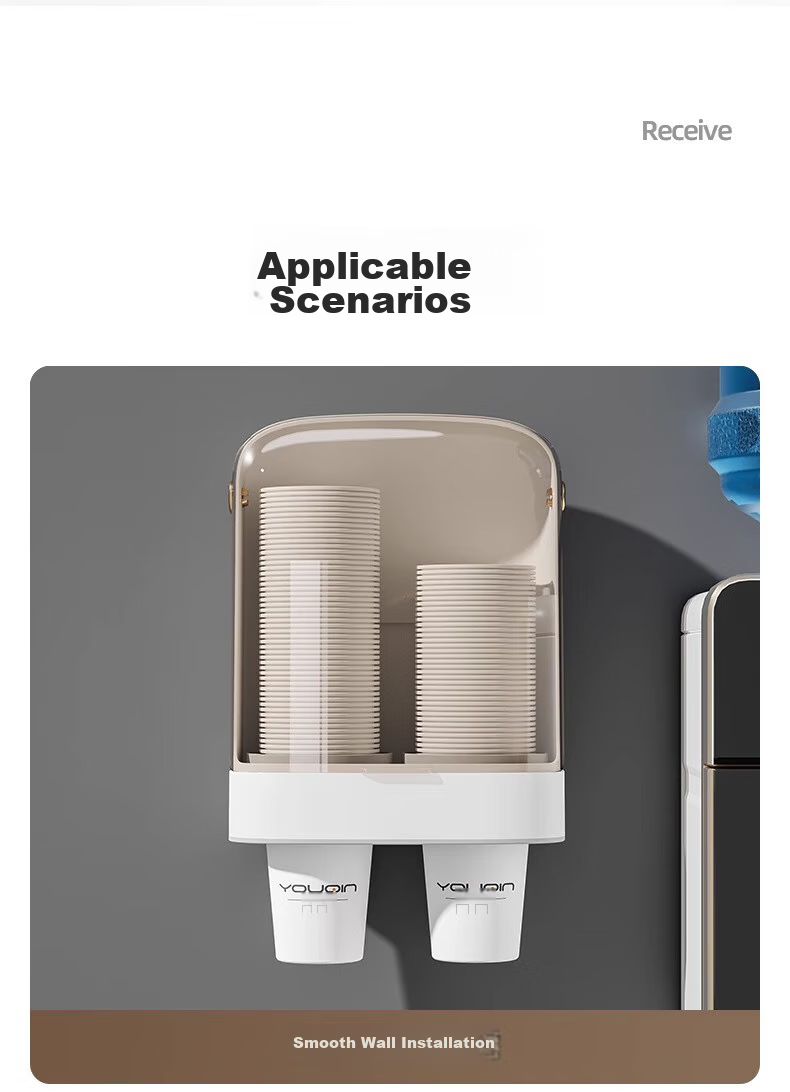 Jiadu Disposable Cup Dispenser, Wall-Mounted Water Dispenser Cup Storage Rack, Home Cup Holder, Paper Cup Rack 15