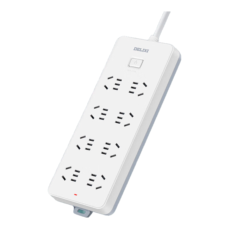 DELIXI 3C Certified National Standard Socket/power Strip/extension Cord/strip/power Bar/extension Board/terminal Block, 8 Outlets with Master Switch, 8 Meters