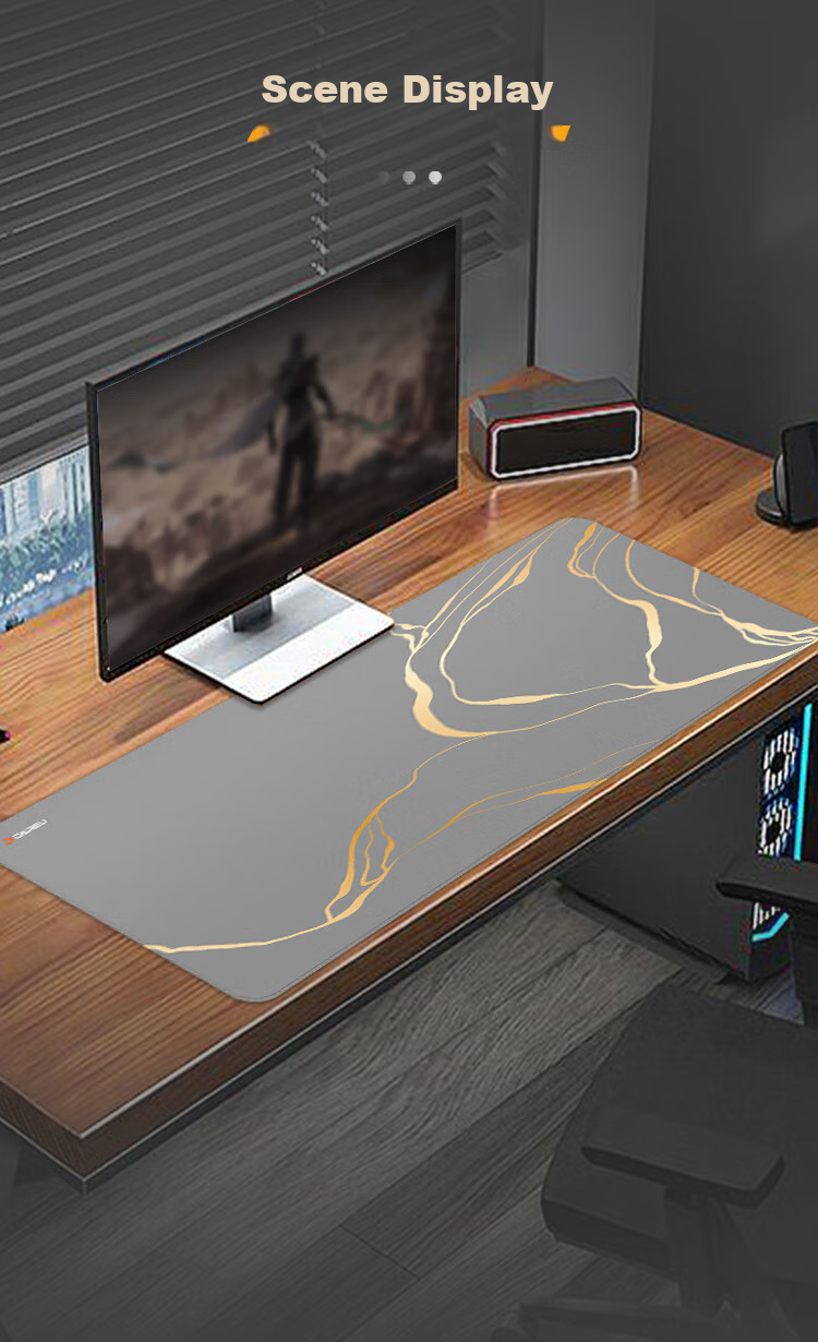 DAREU Gaming Mouse Pad, FPS Smooth Thickened Precision Edge-Locked, Water-Resistant Computer Keyboard Office Extra Large Desk Pad, Gold-Gray 800*300*3mm Valorant 7