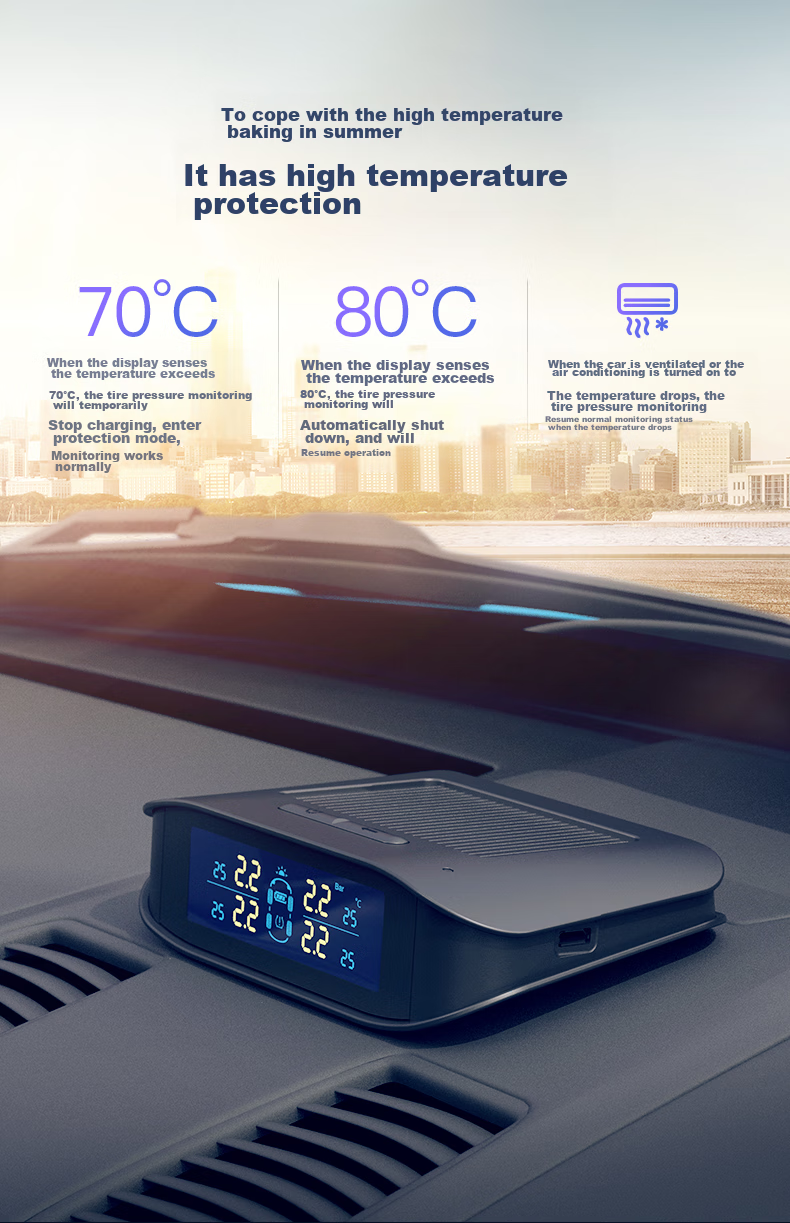 Victon Tire Pressure Monitoring System, Built-In Solar-Powered Wireless, Tire Pressure And Temperature Display, T6SC Voice Versio 5