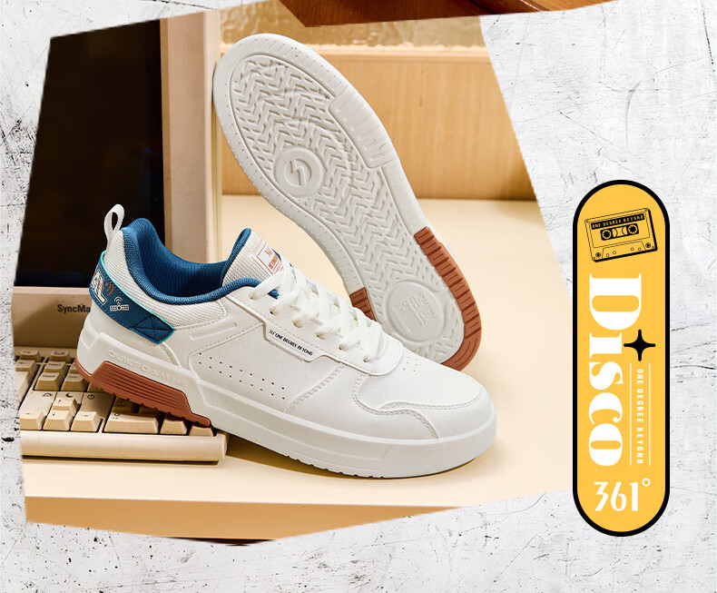 361° Men's Sports Shoes, Spring And Summer Retro Versatile Thick-Soled Warm White Casual Sneakers for Men, 672416602F-2 23