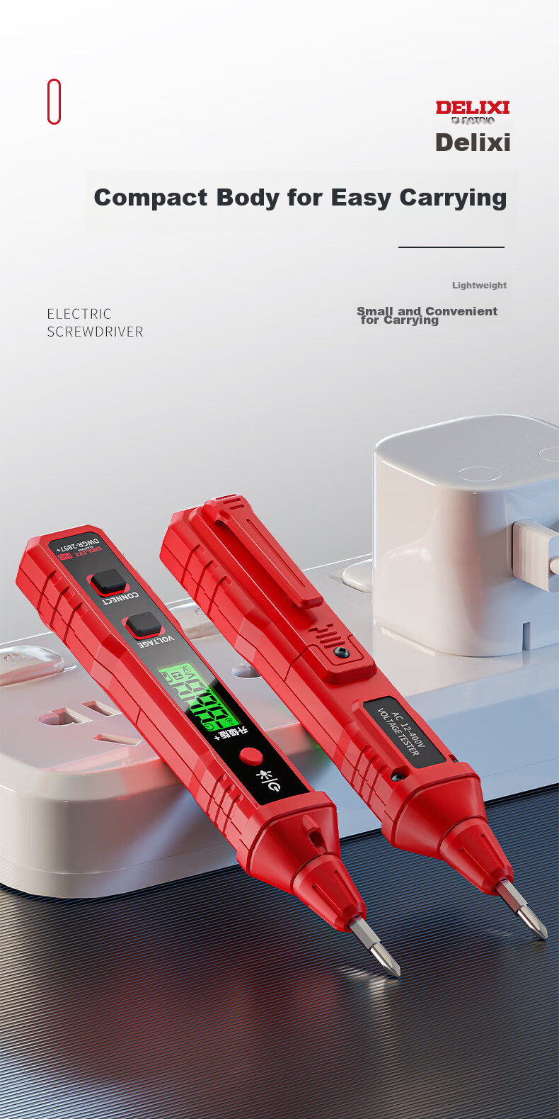 DELIXI Smart Voltage Tester, Multi-Functional Wire Detector with Digital Display, Professional Electrician's Induction Voltage Pe 7