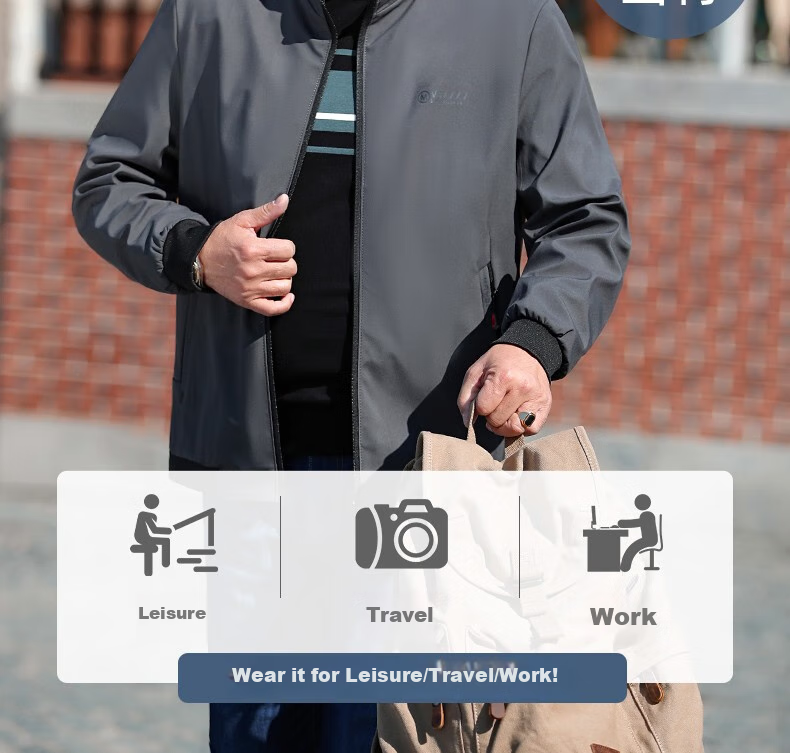 Baocaiyang Dad's Casual Stand-Collar Jacket for Men, Spring And Autumn Outerwear, Middle-Aged And Elderly Menswear, Clothing for Fathers And Grandfathers in Their 40s And 50s 4