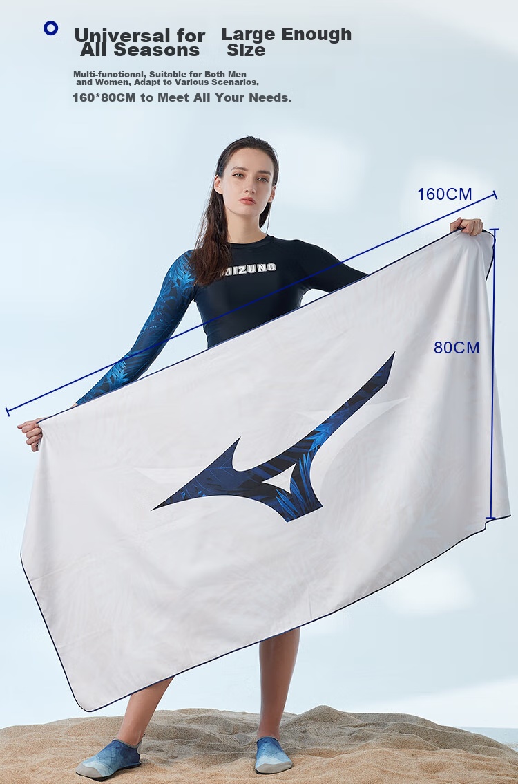 MIZUNO Bath Towel for Women, Quick-Drying Wrap Towel for Men, Beach Vacation Sand Towel, Portable Fitness Absorbent Towel Y3001 Black 6