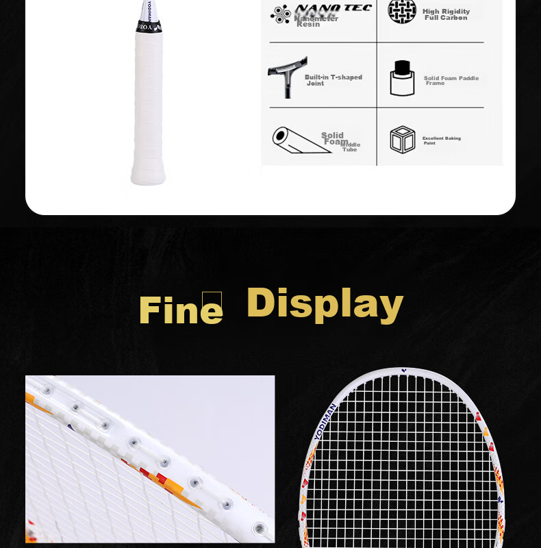 Yodiman Internal Foam Badminton Racket, 4U Pink Gift Box, Single Racket N6 (Pre-Strung 27 Lbs) 16
