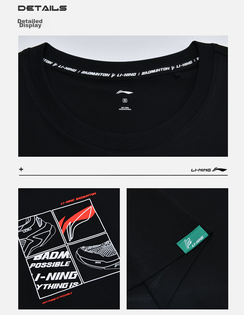 Li-Ning Badminton Shirt Saca Culture Series Unisex Comfortable Breathable Short-Sleeve T-Shirt Cultural Shirt, White, 3XL 15
