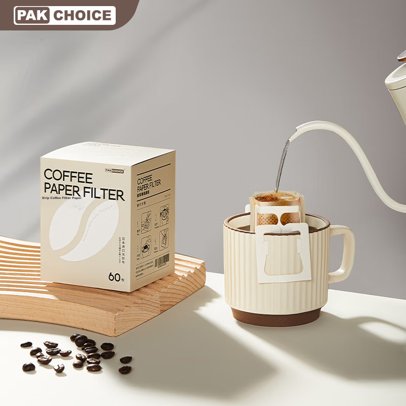 TEOTM Hanging Ear Coffee Filter Paper Portable Coffee Filter Bags Pour-Over Drip Coffee Filters, 60 Pieces