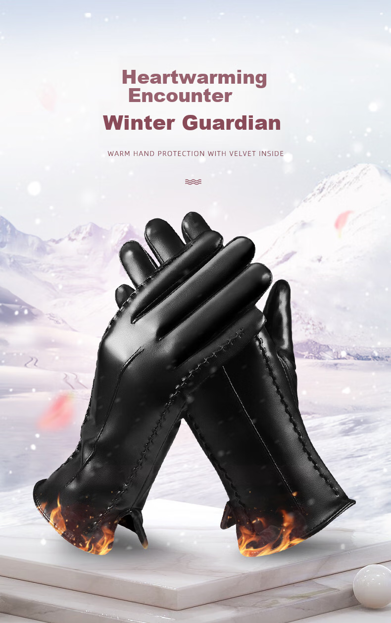 RED DRAGONFLY Women's Genuine Leather Winter Gloves Fleece Lined Warm Waterproof Windproof Motorcycle Riding Sheepskin Gloves 6