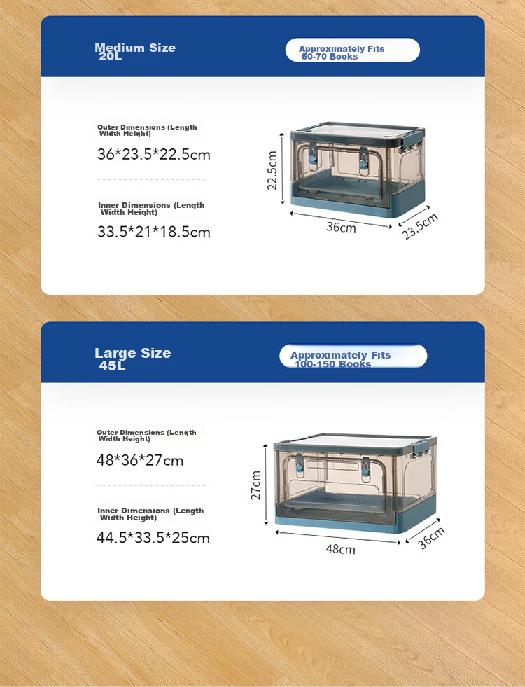 LYNN Bed Storage Box for Clothes, Quilts, Shoes, Toys, Flat Foldable Large 80L Organizer Box, 1 Piece, Student Use 4